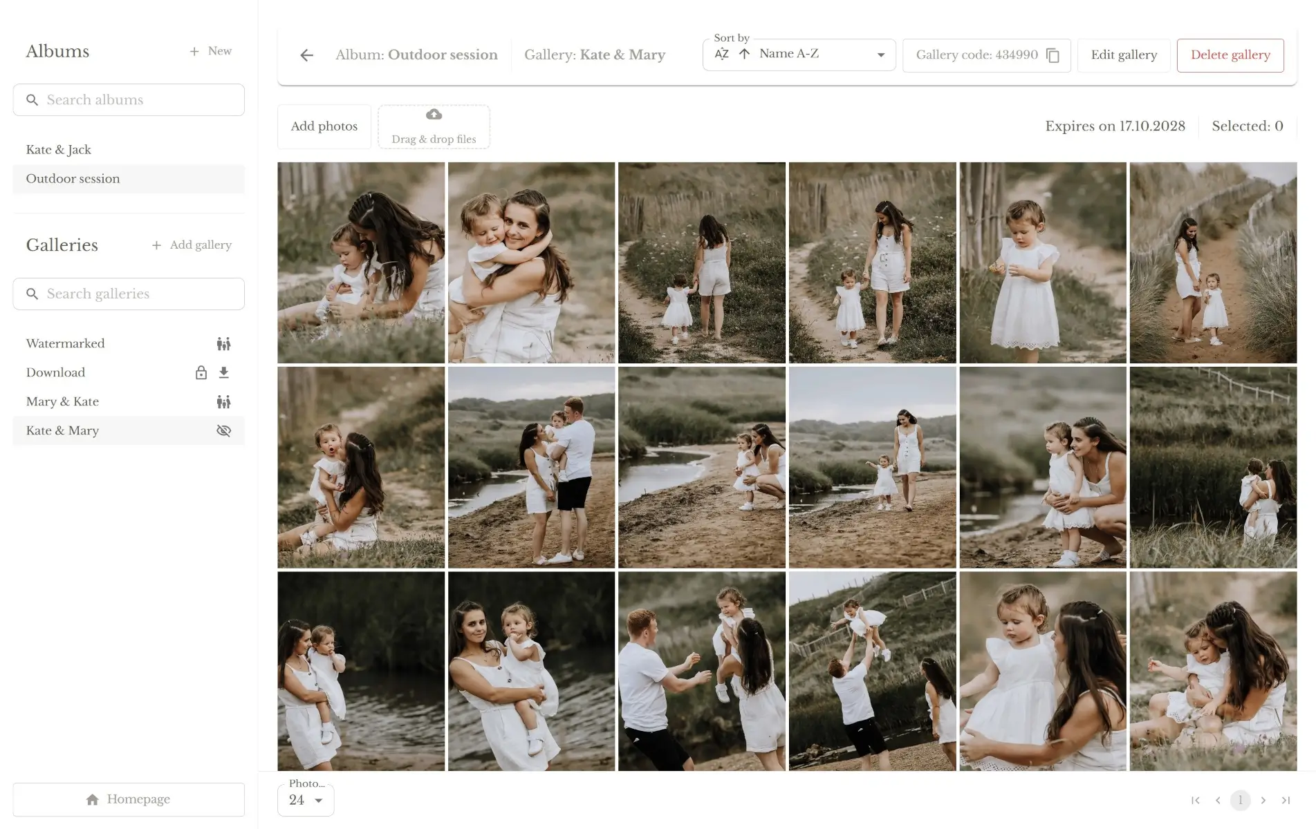 Safe Frame photographer dashboard