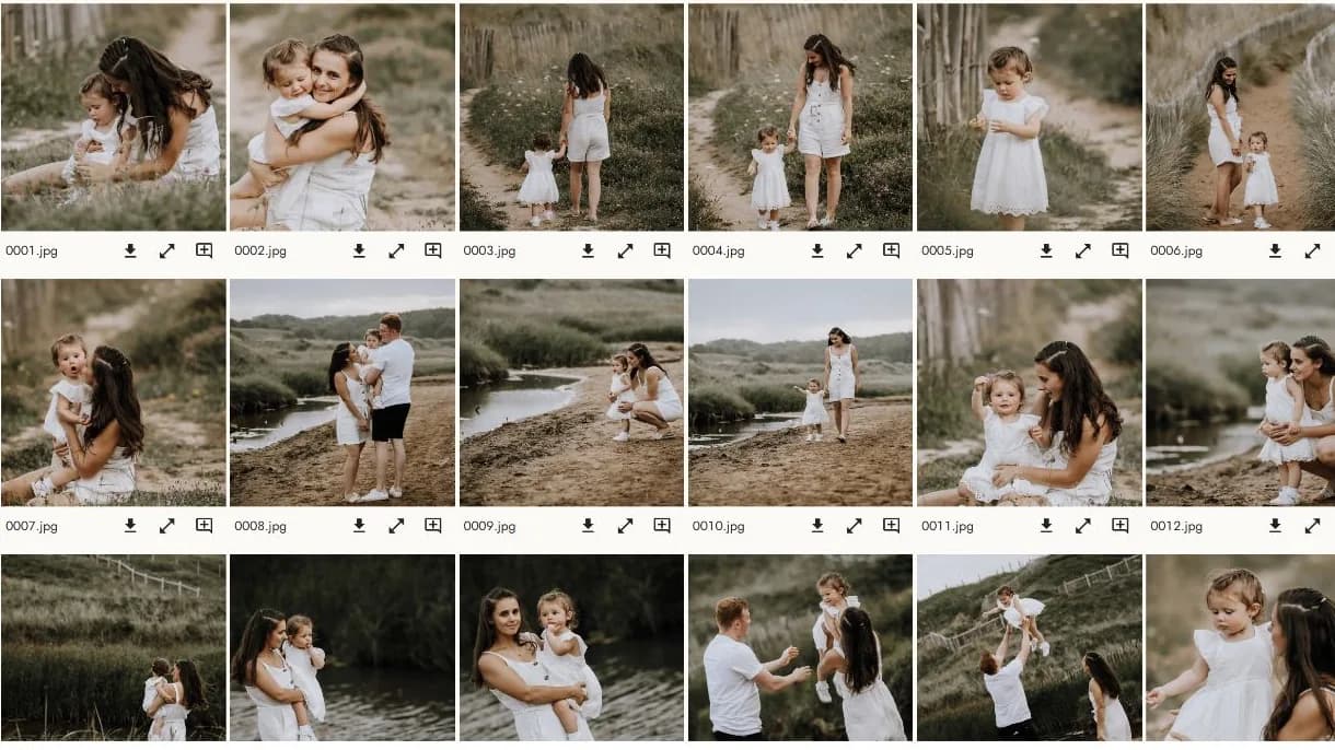 Client photographs managed in a SafeFrame Pro gallery